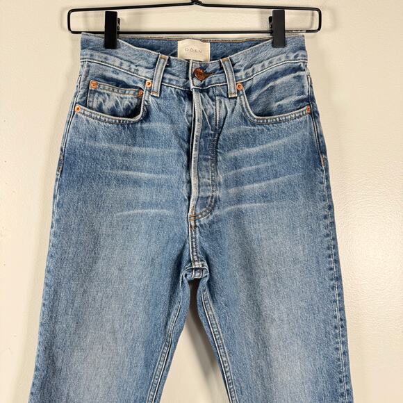 Doen High Rise Straight Leg Jeans Womens Size 23 Organic Cotton Medium Wash Blue - Picture 4 of 11